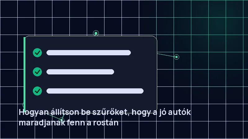 Hogyan állítson be szűrőket, hogy a jó autók maradjanak fenn a rostán